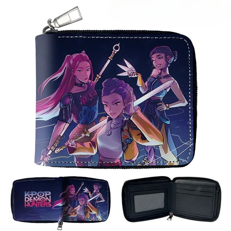 

KPop Demon Hunters Wallet Anime Cartoon Print Girls Fashion Purse Short Style Portable Card Storage Children's Birthday Gift