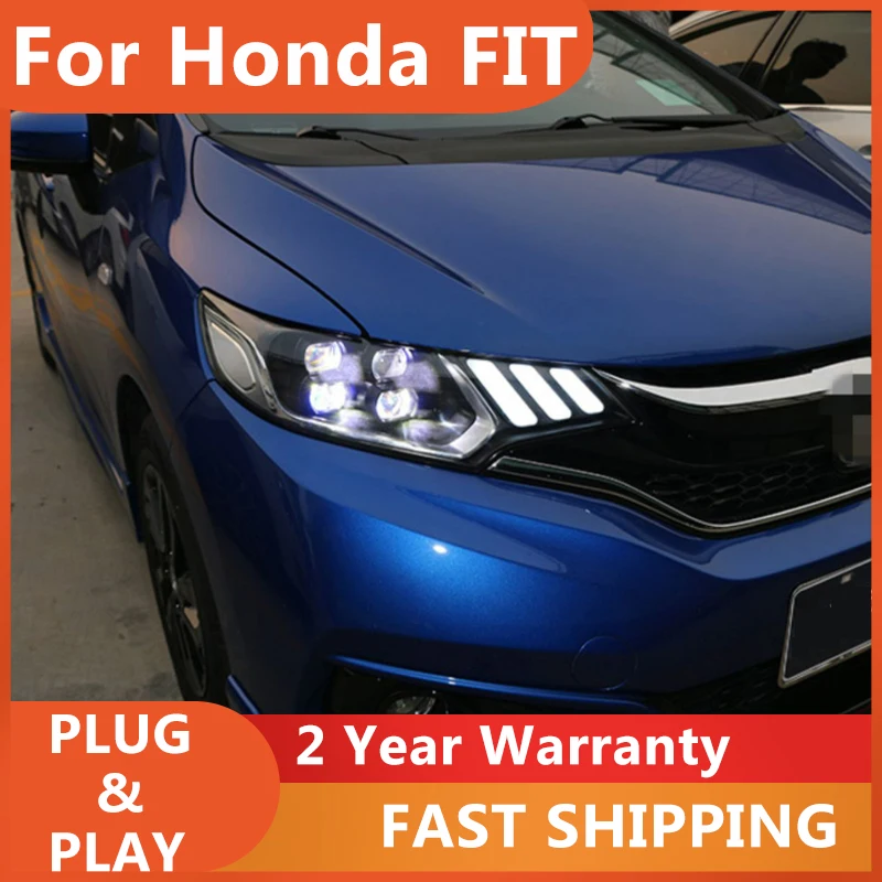

Автомобильные аксессуары для фар Honda Fit GK5 2014 2015 2016 2017, Honda Fit, фара RL, указатель поворота, ближний свет, линза проектора