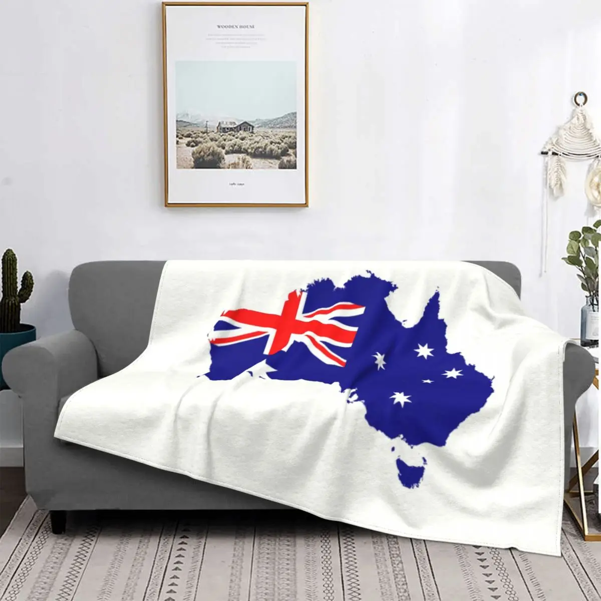 Australia Flag Map Blanket Soft Fleece Autumn Warm Flannel Australian Patriotic Throw Blankets for Sofa Outdoor Bed Quilt