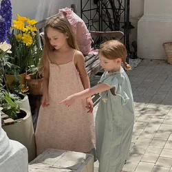 2025 Summer Girls Floral Gauze Slip Dress Lace Casual Simple New Fashionable Floral Casual Sweet Kids Dresses for Girls