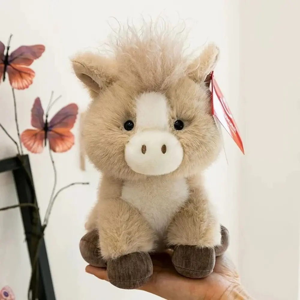 

Милая мягкая игрушка-лошадь из ПП-хлопка, стоячая, реалистичная, плюшевая, с длинным ворсом, для декора дома, коллекционная