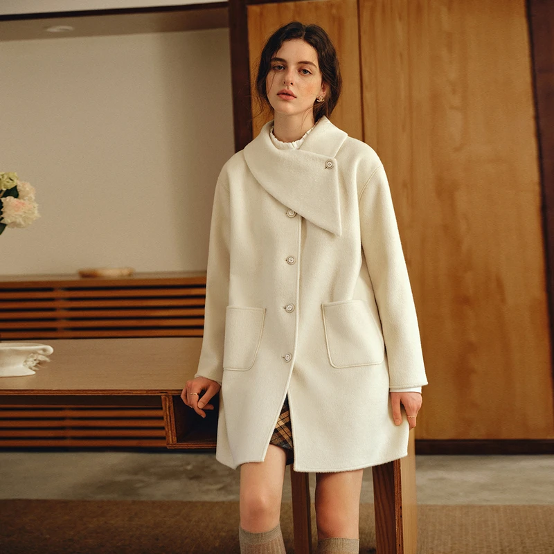 

OLrain Elegant Woolen Jackets for Woman 2025 Winter New in Single Breasted Long Sleeve Coats Solid Female Overcoat GO57QS001213