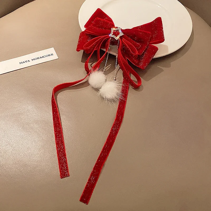 Girl's Chinese Style Hair Clip With Bow, Red Crown, Top Clip, Children's Antique Style Headwear, Hair Accessory