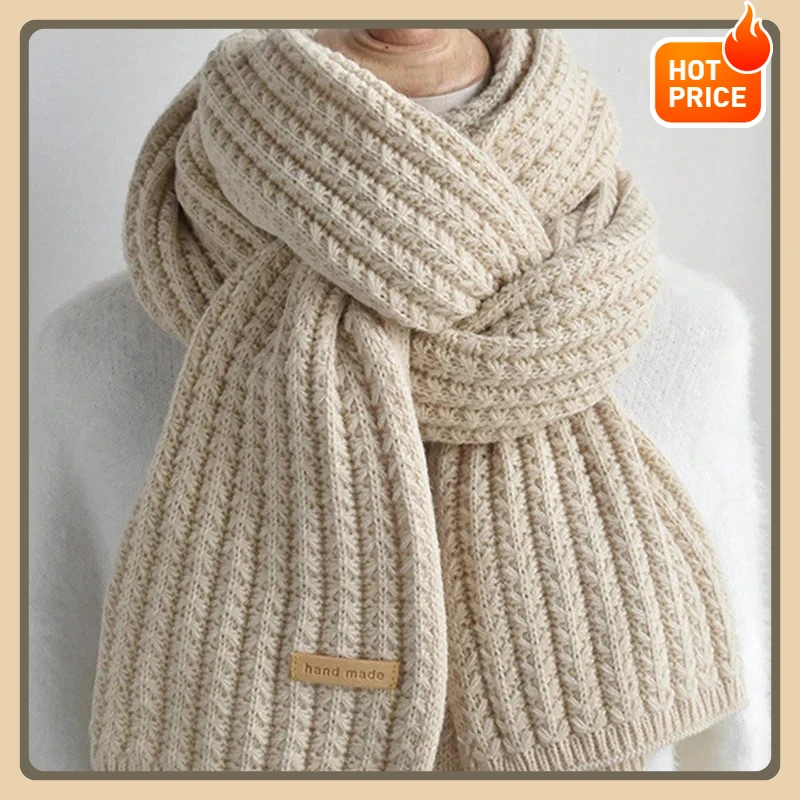 Thick, chunky knit long warm scarf for women and men, suitable for travel and office use, made of cashmere for winter warmth.