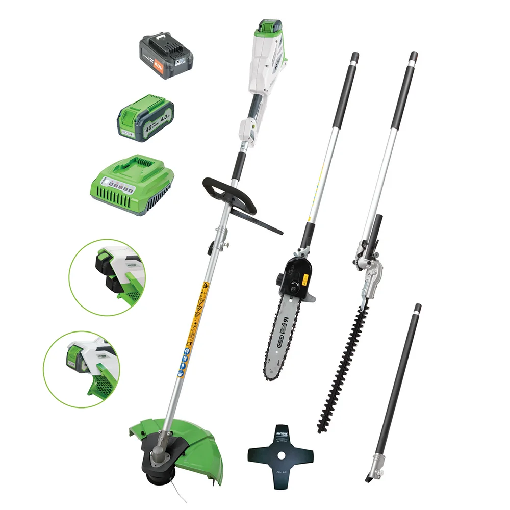 China Factory OEM OBM 40V Brush Cutter Pole Saw Trimmer Garden Lithium Multi-Task Tools with 2.0Ah 4.0Ah Battery Pack