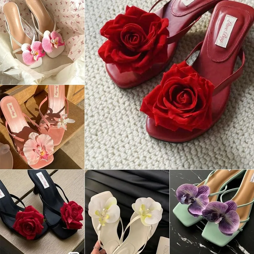 1 Pair Simulation Coloful Thai Fairy Butterfly Flower Shoe Buckles Butterfly Orchid Phalaenopsis Shoe Flower Sandals