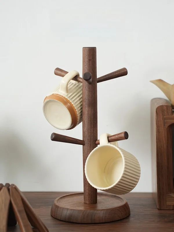 

Элитная подставка для чашек из натурального дерева (черный орех) для гостиной, обеденного стола, с функцией сушки и хранения кофейных и чайных чашек