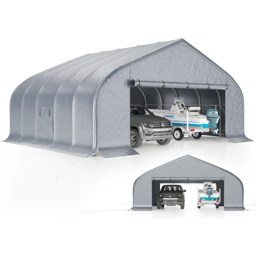 22.5 x 20 FT Heavy Duty Anti-Snow Carport with Spacious Galvanized Frame, Roll-Up Doors & Mesh Windows, Outdoor Canopy