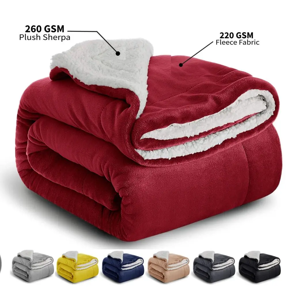 

Sherpa Blankets Queen Size Thick and Warm Blankets for Winter Reversible Soft and Fuzzy Fluffy Double Size Blanket for Bed Sofa