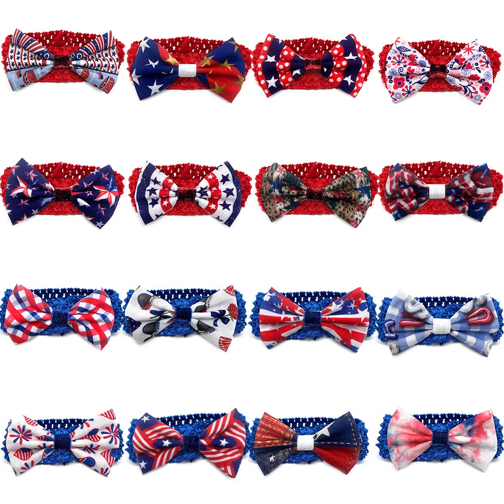 30/50pcs Pet Bowknot Grooming Dog Bows American Independence Day Bowties Grooming Collar for Small Middle Large Dog Pet Supplies