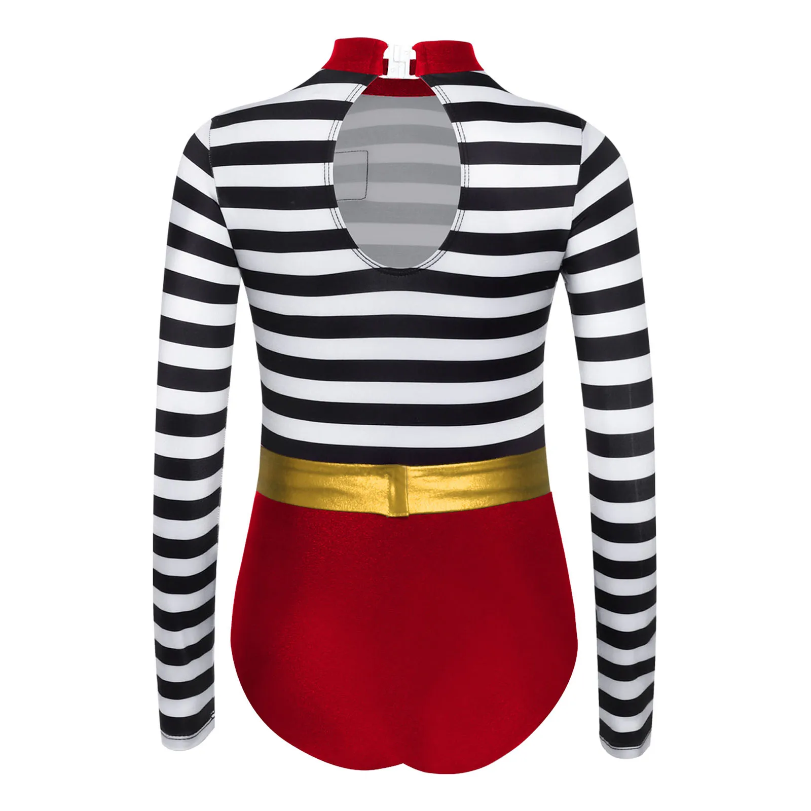 Kids Girls Stripes Prisoner Halloween Costume Cosplay Party Dancewear Set Long Sleeve Jumpsuit with Waist Belt and Convict Cap