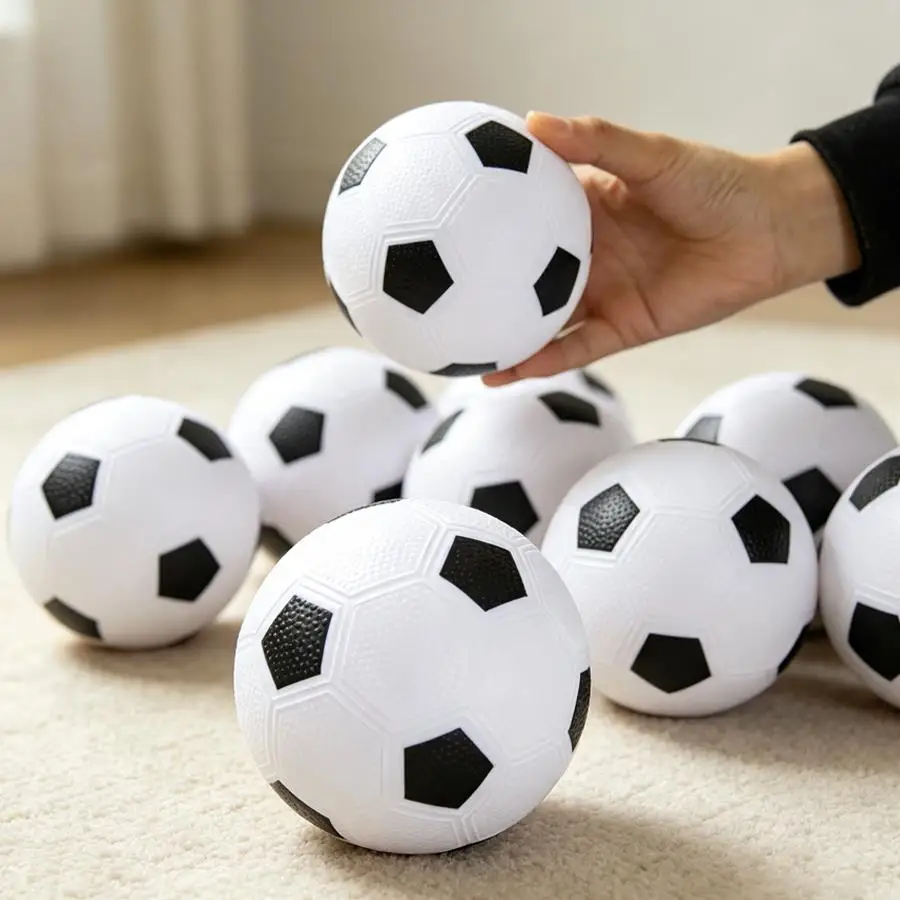 1/2/3pcs Soft Inflatable Soccer Play Ball, Lightweight Blow‑up Football with Classic Pattern, Pet Dog Toy for Courtyard Play XJM