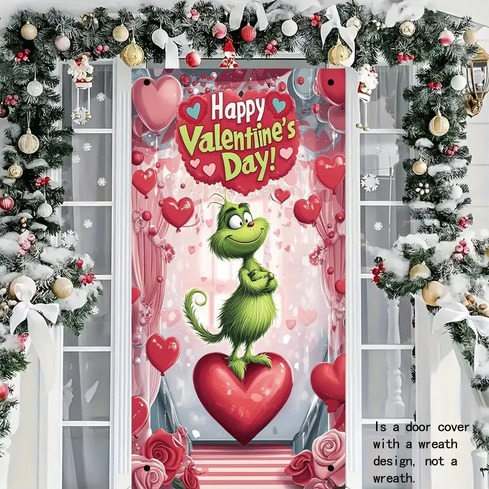 Cubierta De Puerta Christmas Grinch, Decoración Navideña