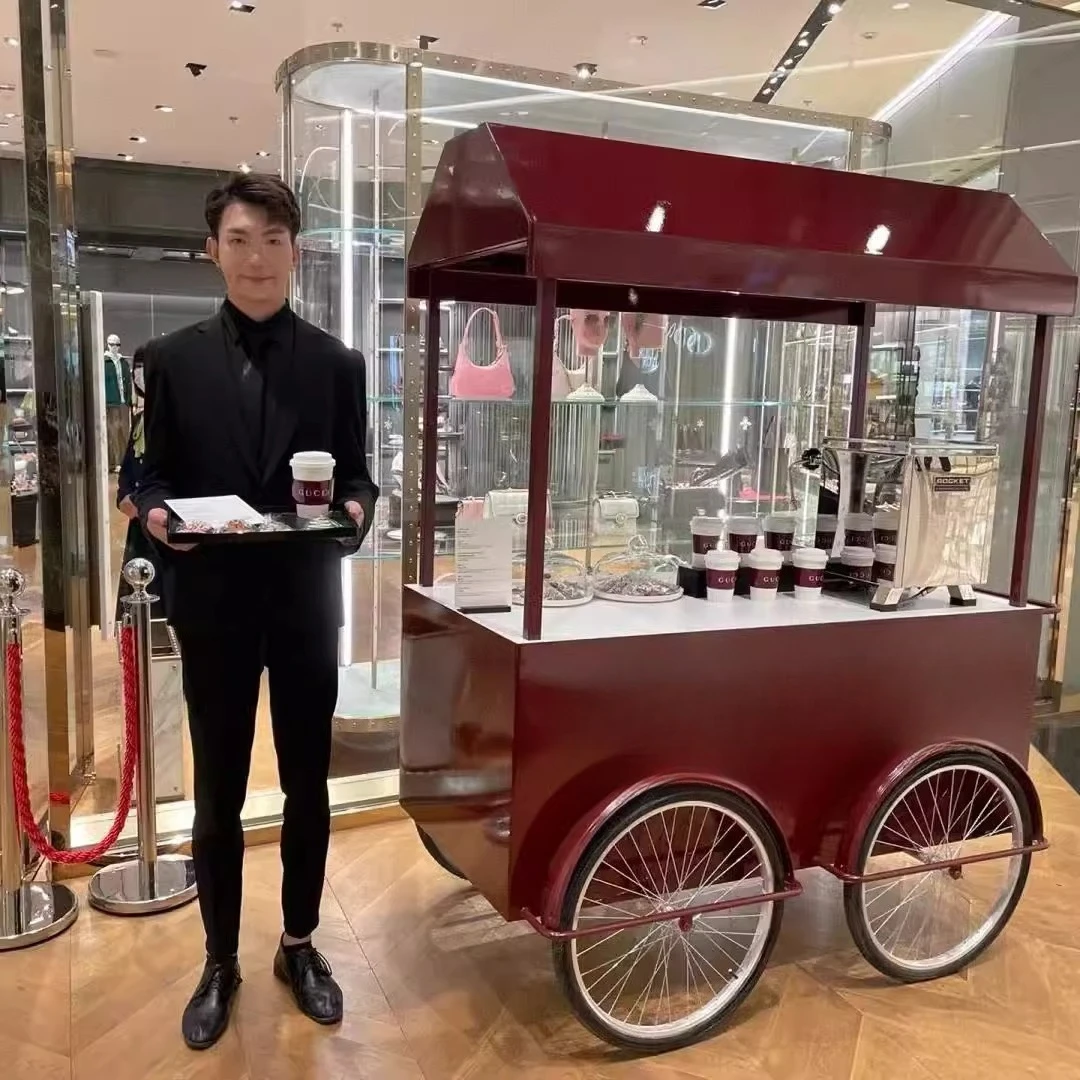 Customizable shopping mall snack cart movable stall cart shop entrance coffee promotion cart