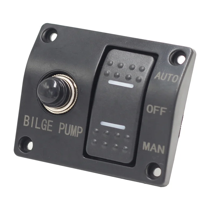 3 Way Waterproof 12V Built-in 15A Circuit Breaker Float Switch Auto-OFF-Manual Bilge Pump Switch Panel for RV Car Boat Marine