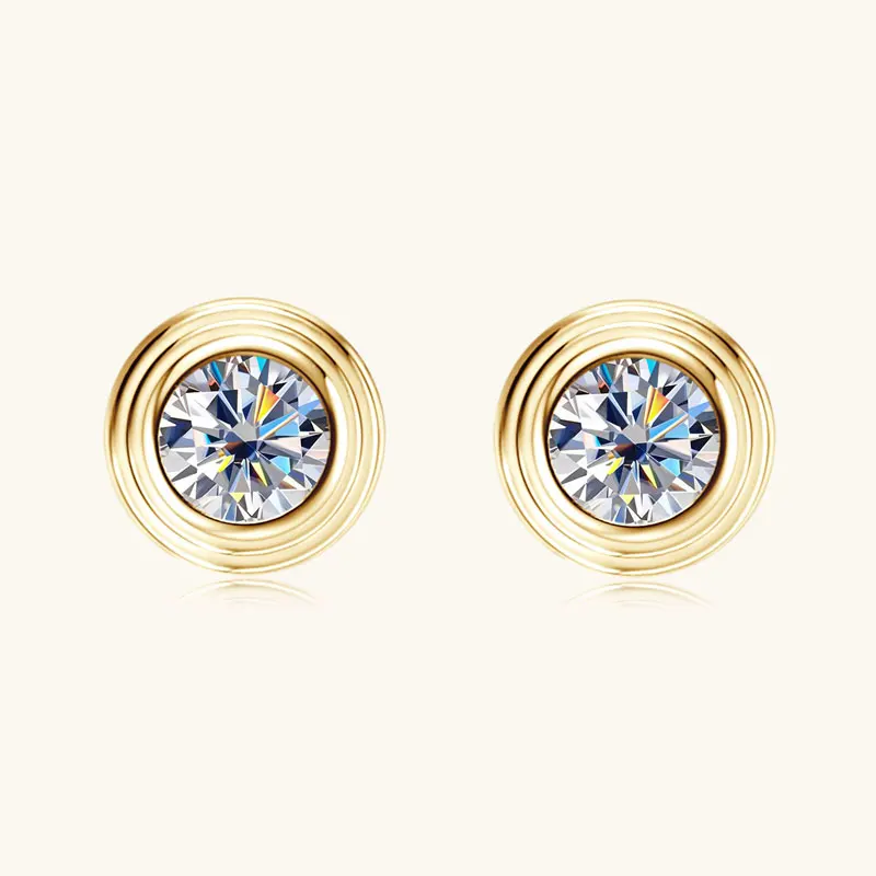 IOGOU D0.10CT Runde Ohrstecker mit Moissanit-Diamant, 925er Sterlingsilber, Original-Edelschmuck für Frauen und Mädchen, Jahrestagsgeschenke – Detail 14