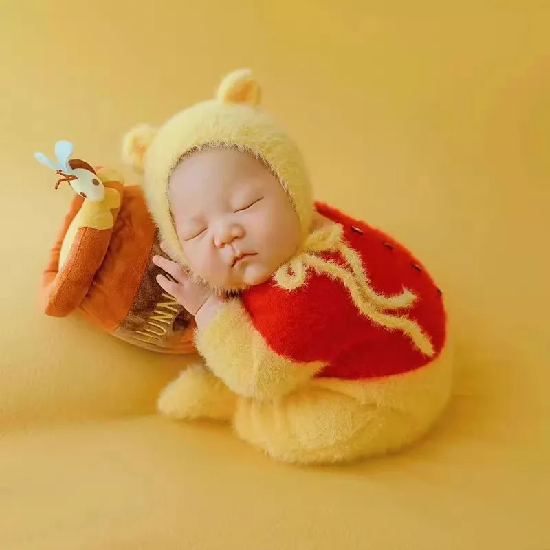 2025 Newborn Bear Romper for Baby Photography Props, Handmade Outfits Photo Clothes