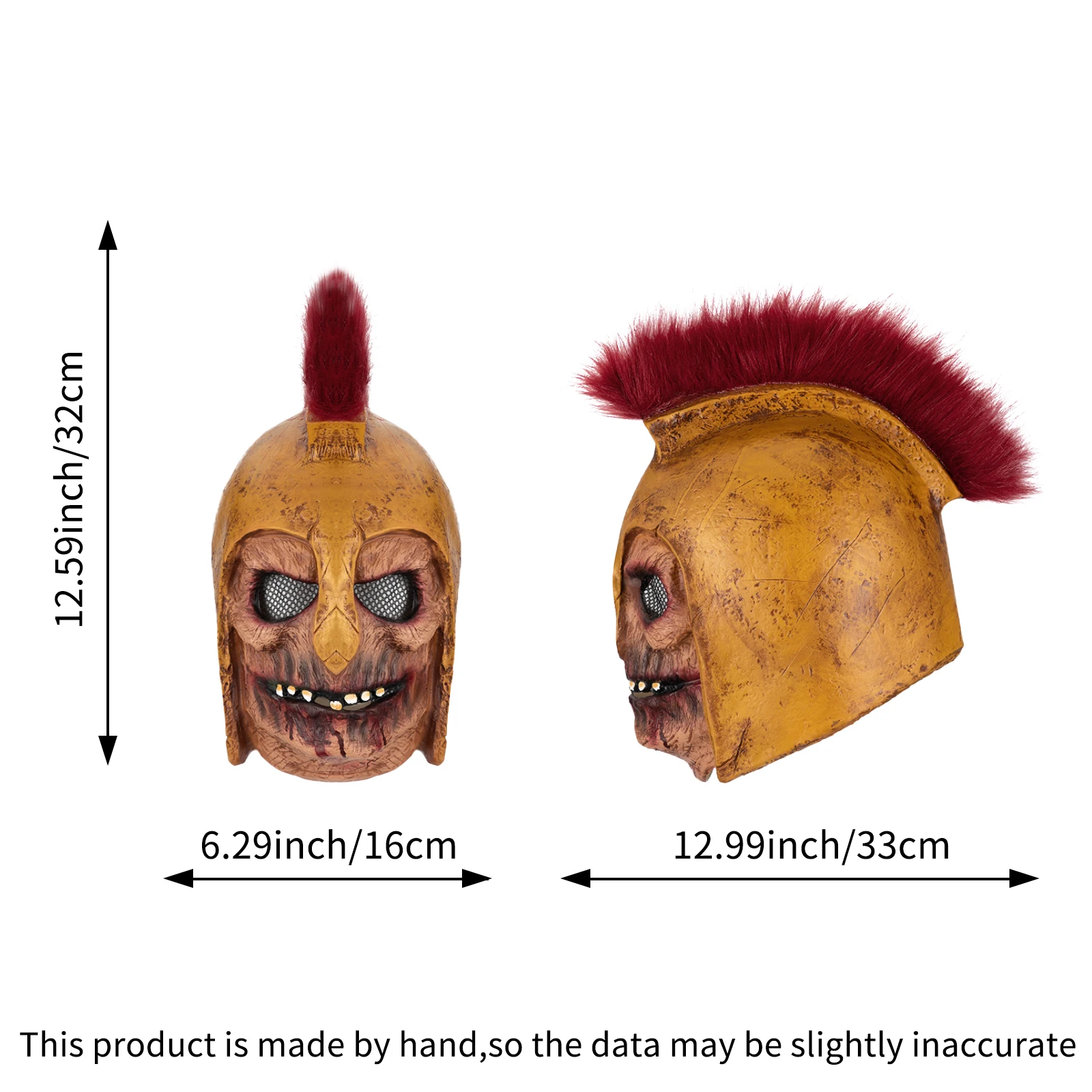 Latex Creepy Undead Gladiator Mask Brown Helmet Mesh Eyes Halloween Cosplay Prop view 3