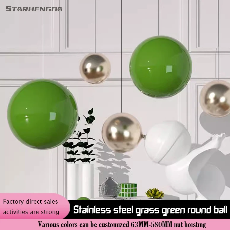 Christmas decoration ball stainless steel grass green round ball seven color hollow ball shopping window lifting landscape decor