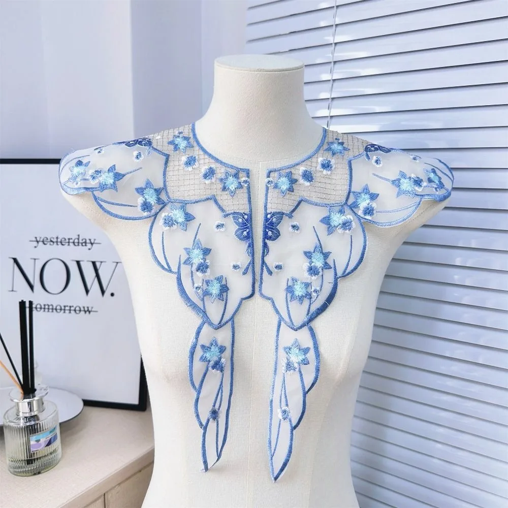 Embroidery Butterfly Hanfu Shawl Traditional Chinese False Floral Yunjian Round Neck Pearl Kids Shirt False Collar