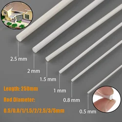 5/25/50pcs Long 25cm (Diameter0.5-5mm)ABS round stick  plastic white round DIY house sand table model construction stick tool