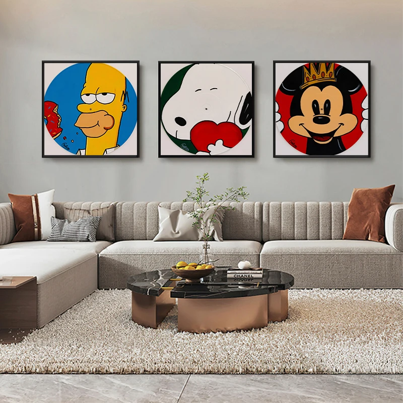 

Disney Classic humor Animation Mickey Mouse Homer Simpson Wall Art Canvas Poster Painting Print Pictures for Living Room Decor