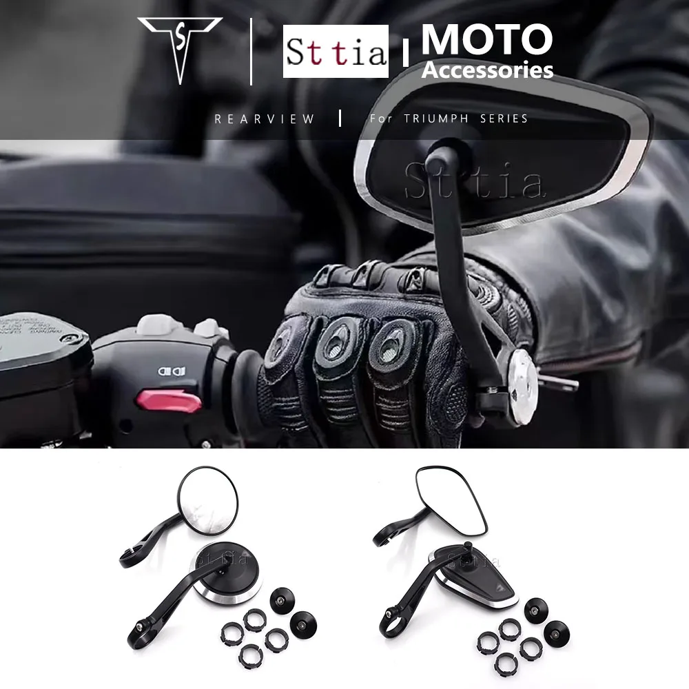 

New Motorcycle Handlebar Rearview Side Mirrors Bar End Mirror Kit For Street Triple S 765 765RS 765R Bobber T120 Daytona 660 675
