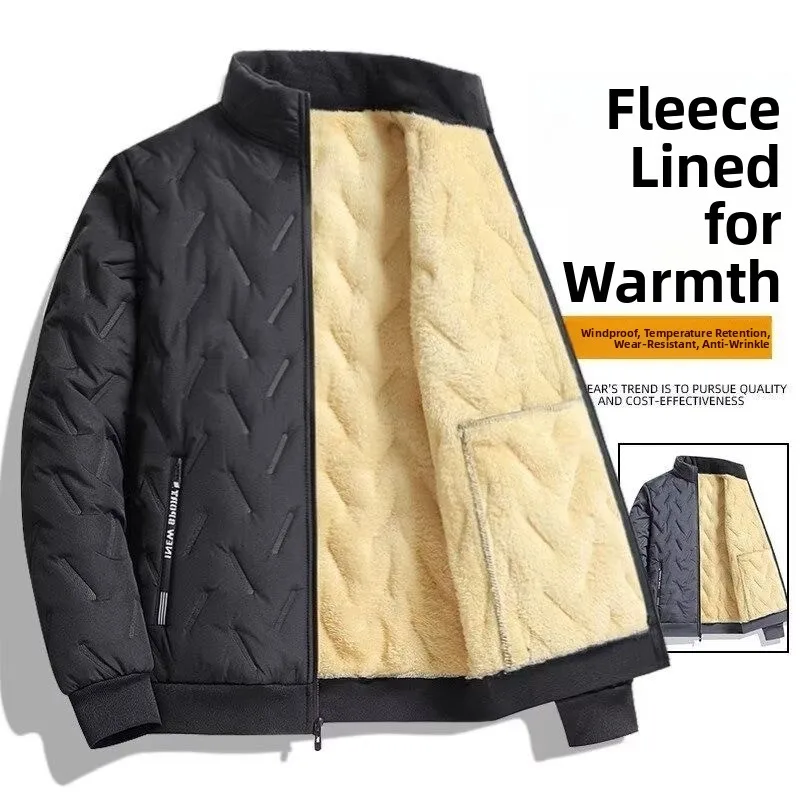 

Men's Thiened Fce Lined Lamb Velvet Cotton Jaet Loose plus Size Cotton Coat Warm Faionable Urban Sport Youth Zipper ...