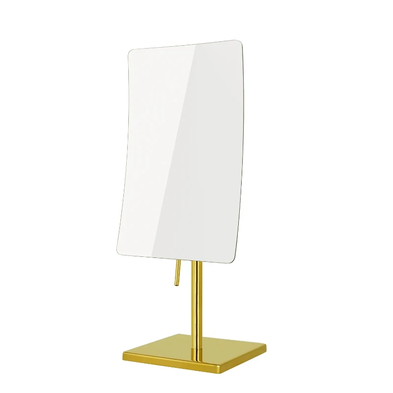 Frameless Rectangle Tabletop Vanity Mirror with Single Side Adjustable Easy Positioning 5X Magnification, 304 Stainless St