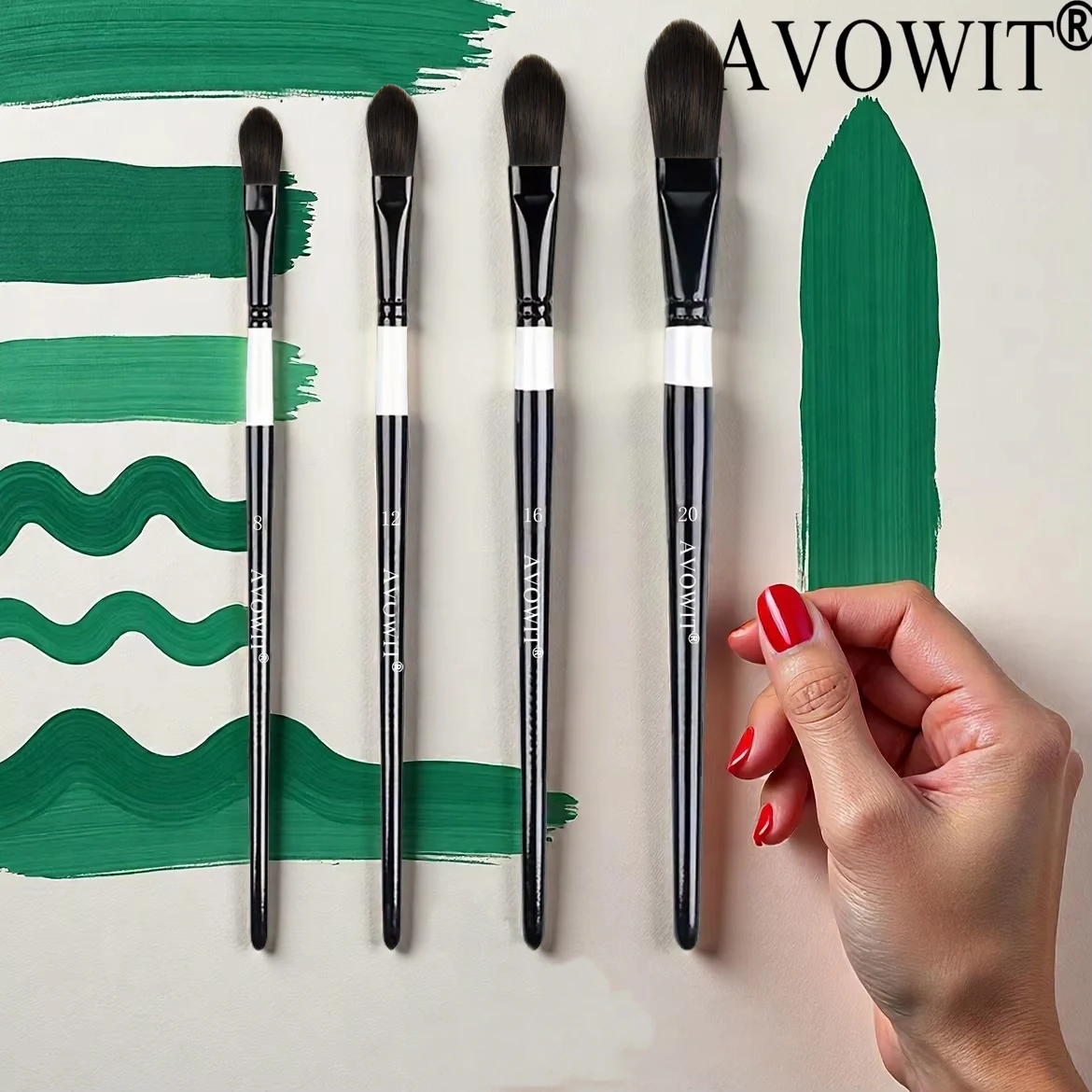 4-teiliges professionelles Aquarellpinsel-Set, Katzenzungenpinsel, importierte Nylonborsten, Birkengriff, weiche Spitze