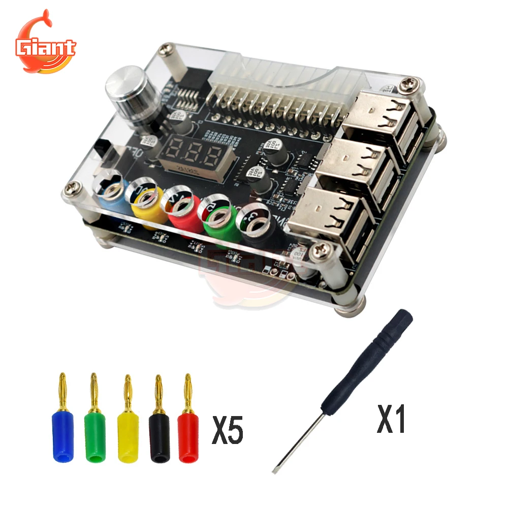 Imagem -06 - Atx Power Supply Breakout Board Adaptador de Alimentação Módulo Conector Tensão Ajustável Power Transfer Board 24pin Usb 2.0