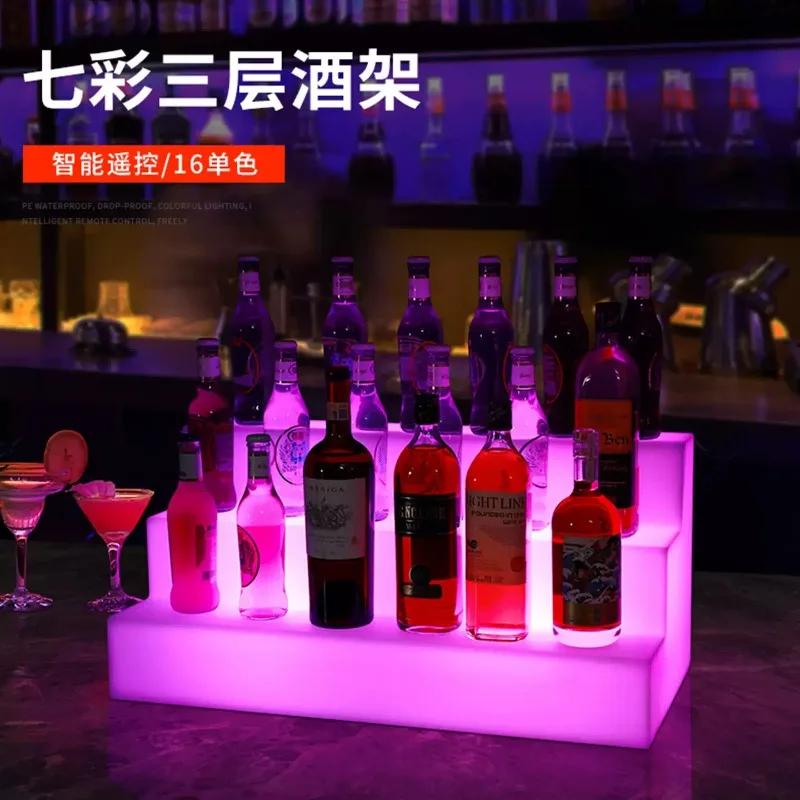 Bar KTV LED Light Wine Rack, Simple Light Luxury Liquor Display Cabinet for Beer Champagne Base