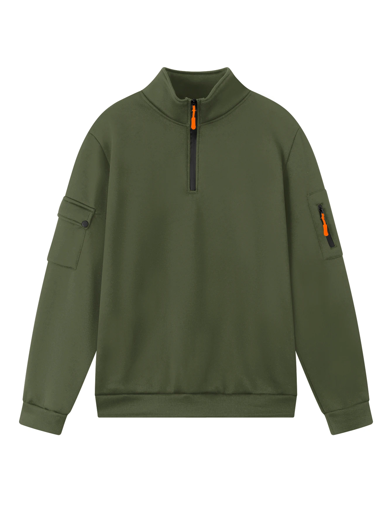 Men's Fleece Long-Sleeved Sweatshirt  Autumn Winter New Half-Zip Loose Stand-Up Collar Pullover Comfortable Men's Sweatshirt ﻿