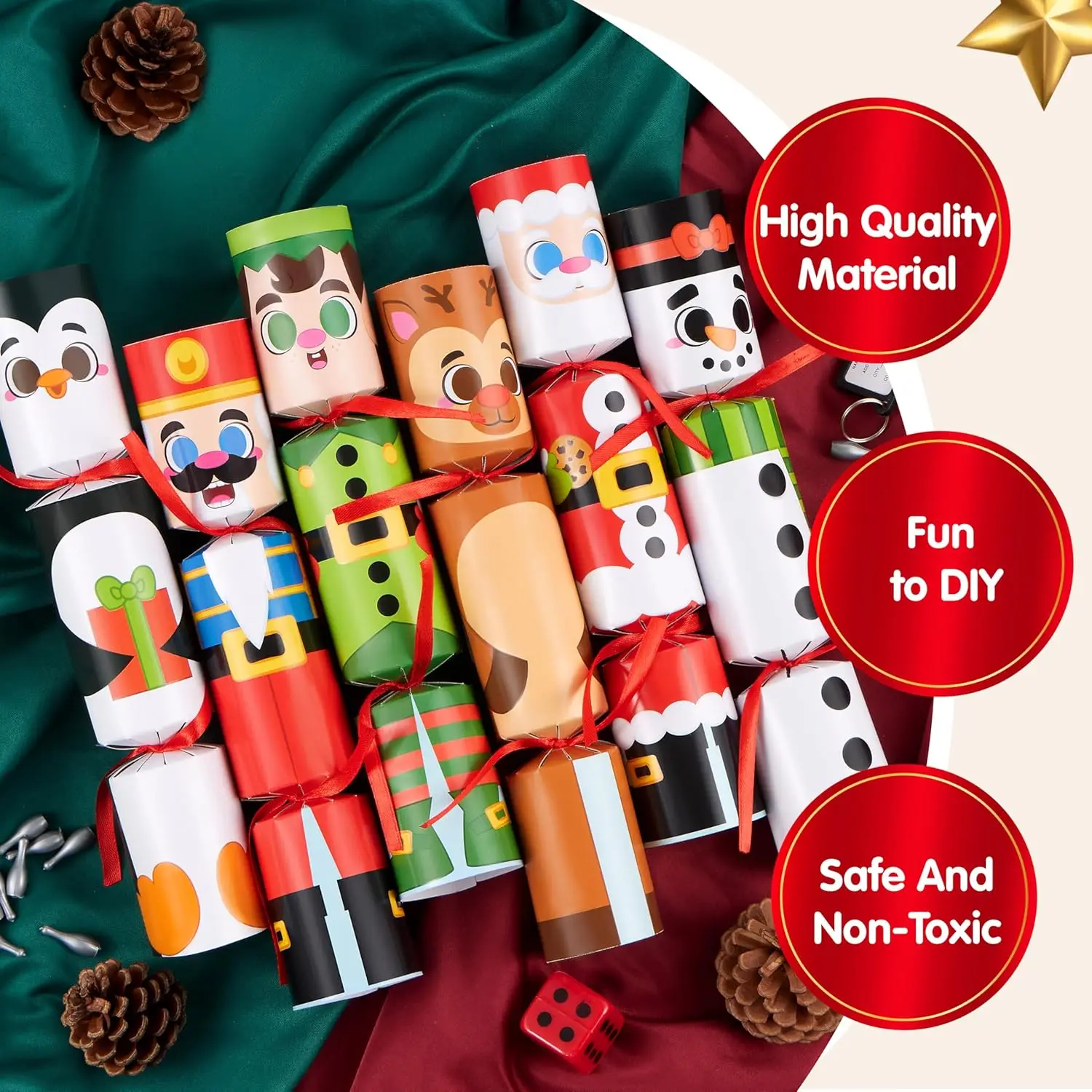 12 عبوة من JOYFY مكونة من 12 قطعة من هدايا حفلات الكريسماس غير المفاجئة مع شخصيات عيد الميلاد لصالح الحفلات للأطفال والكبار وحفلات Xms