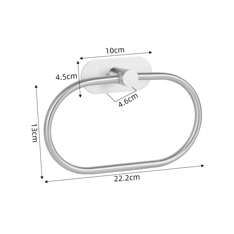 Stainless Steel Towel Holder Self-adhesive Bathroom Towels Rack Black Washhand Hanger Ring Rail Bar Kitchen Storage Accessories