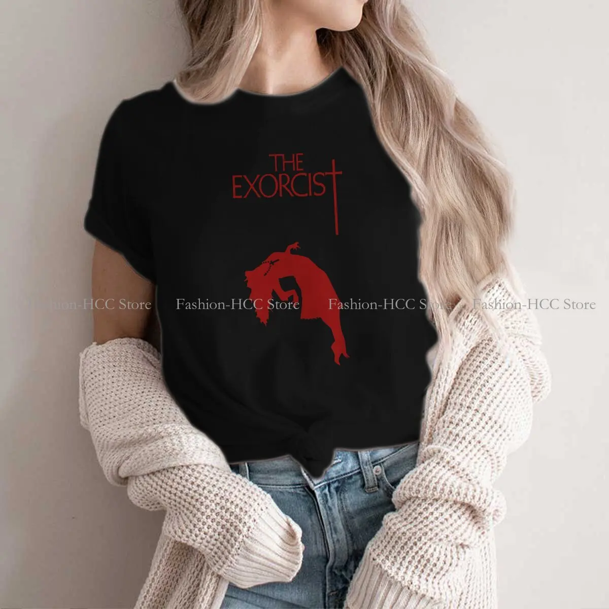 

American Horror O Neck TShirt The Exorcist Movie Original Polyester T Shirt Women Tops Individuality