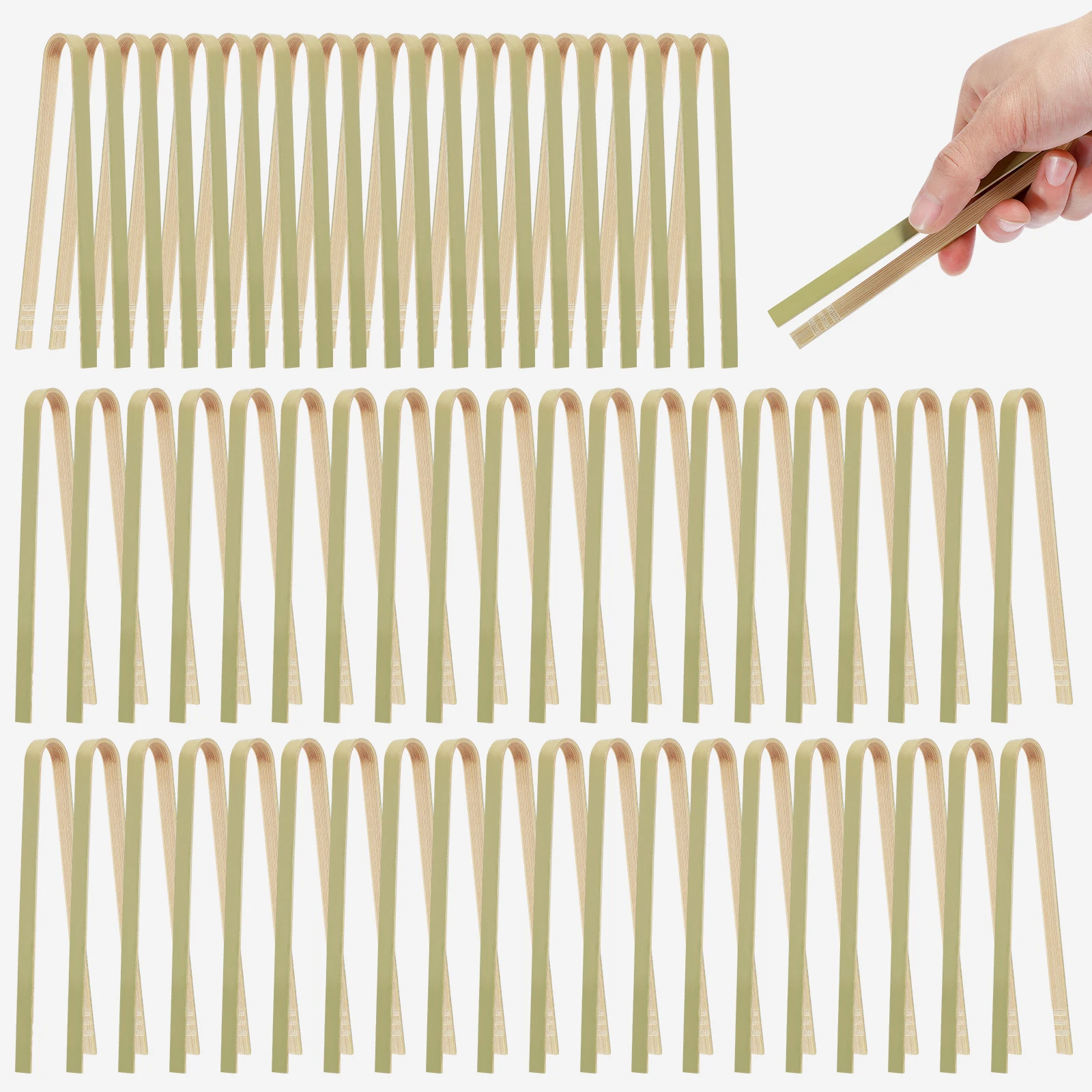 60Pcs Mini Bamboo Tongs Portable Small Toast Tongs Reusable Food Cooking Tongs Multifunctional Serving Tongs Cooking Utensils