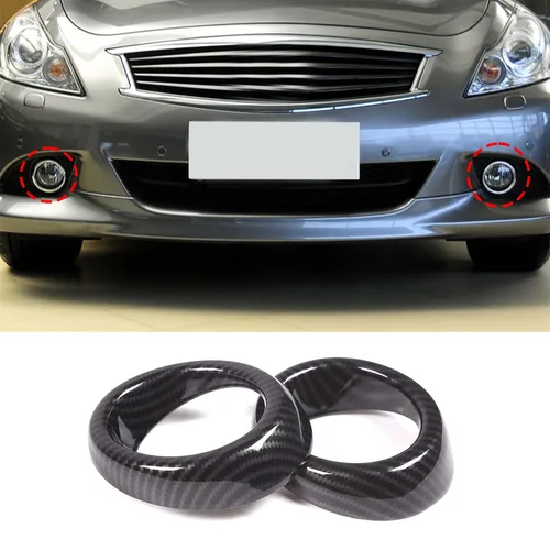 Para Infiniti G25 G37 2010-2013 ABS fibra de carbono/plástico negro luz antiniebla delantera cubierta de lámpara embellecedora accesorios de coche