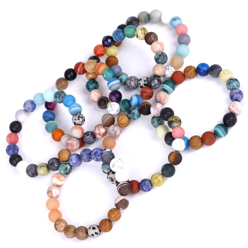 

Natural Stone Planet Bracelet Universe Bangle Creative Women Wristband Daily Wear Unique Delicate Hand Ornament For Party Beach