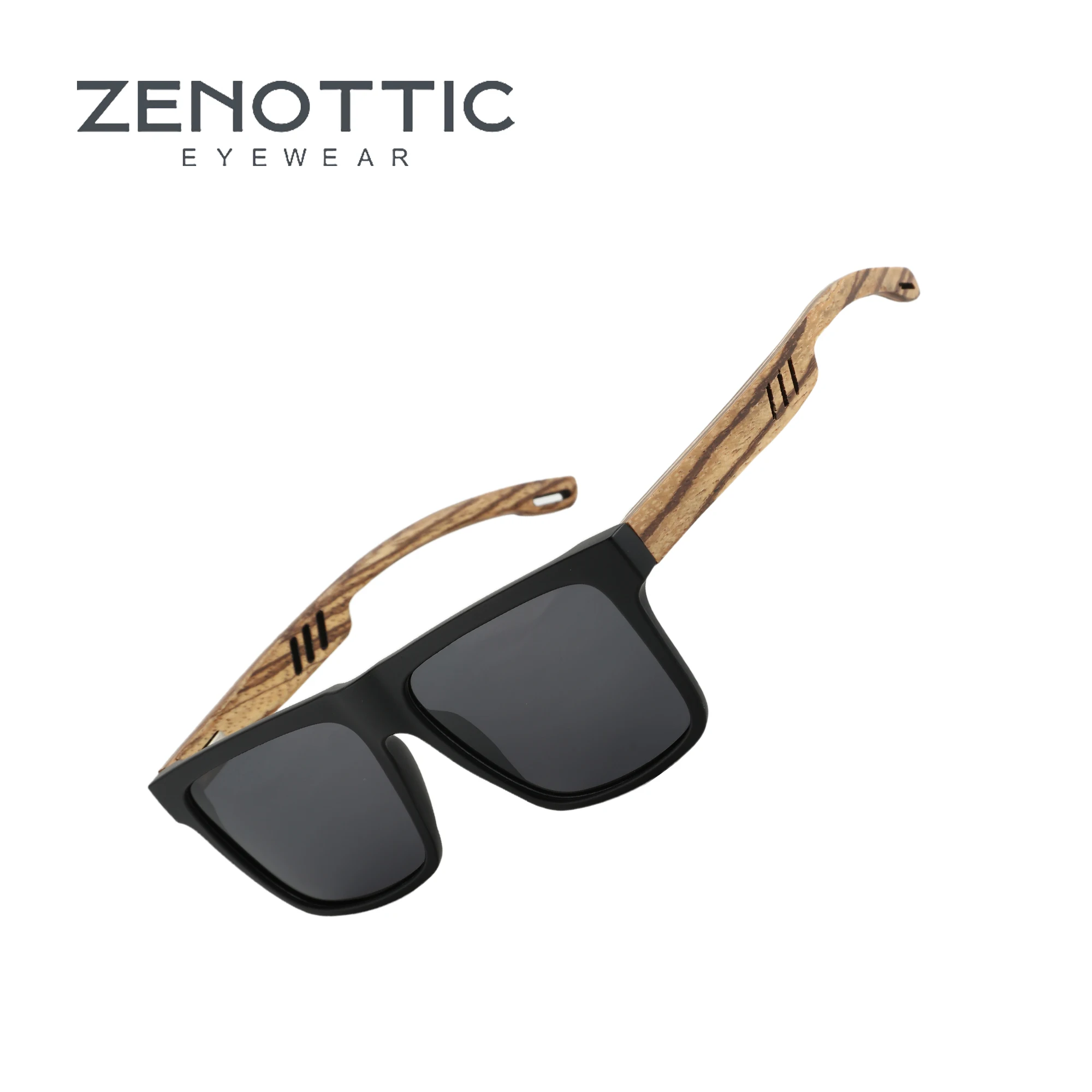 ZENOTTIC Gafas de sol de madera de nogal de moda con lentes polarizadas oscuras para hombres y mujeres | Protección contra rayos 100% UVA/UVB