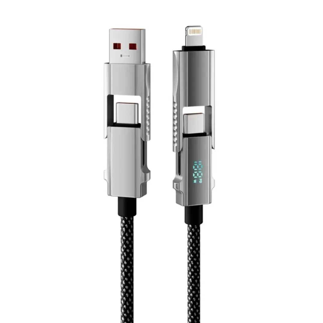 Intelligent Power Off Beimo Digital Display 4-in-1 Super Fast Charging Cable Suitable for Apple, Huawei, Mobile, Tablet, Laptop