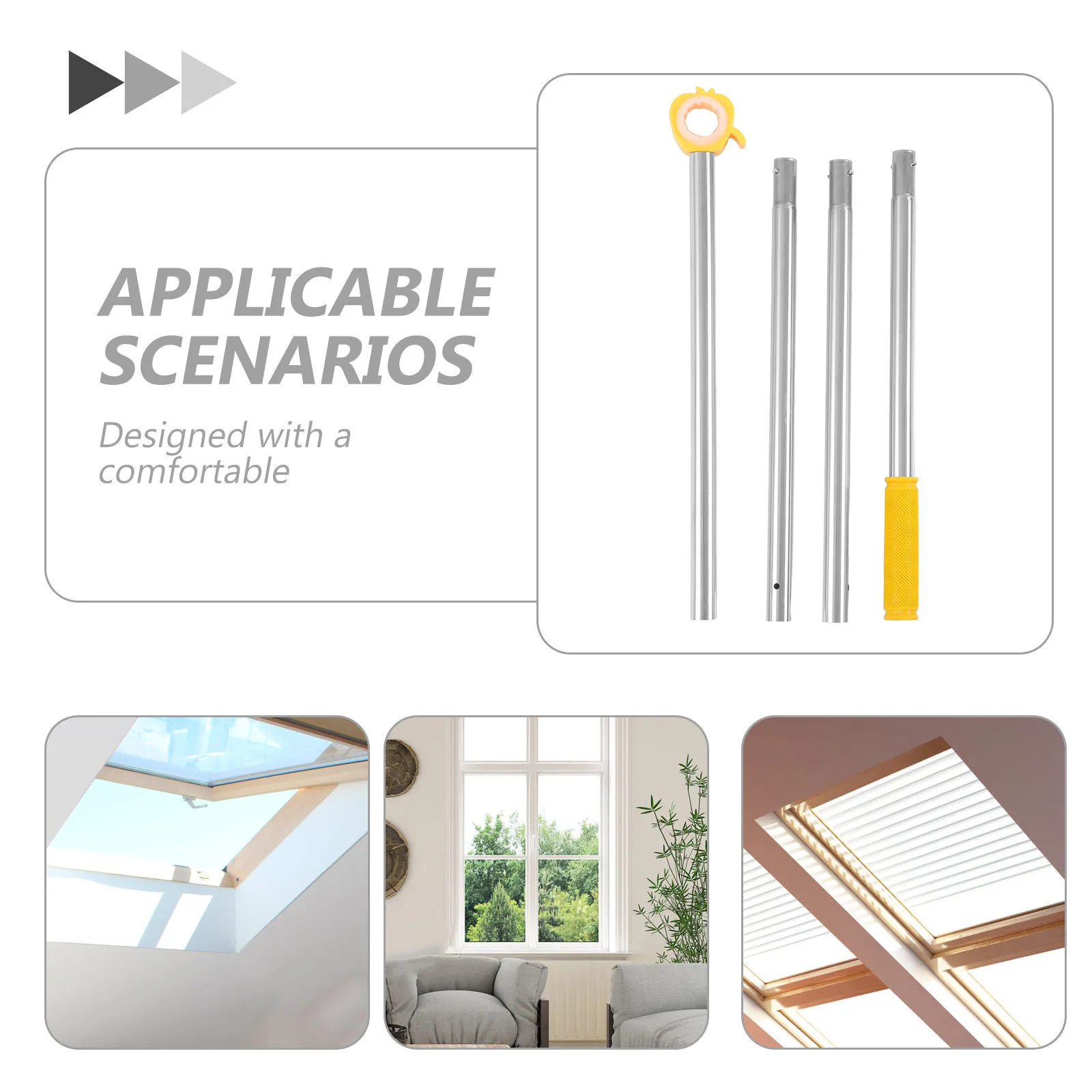Adjustable Window Opener Pole Telescopic Rod Apple Shape High Reach Awning Kitchen Bedroom School Office Window Opener