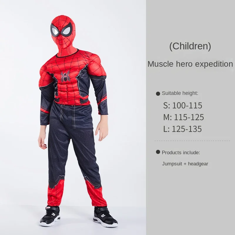 New SpiderMan Cosplay Costume Kids Superhero Expedition Jumpsuit Muscle Outfits Hallowen Carnival Childern Day Party Boy Clothes