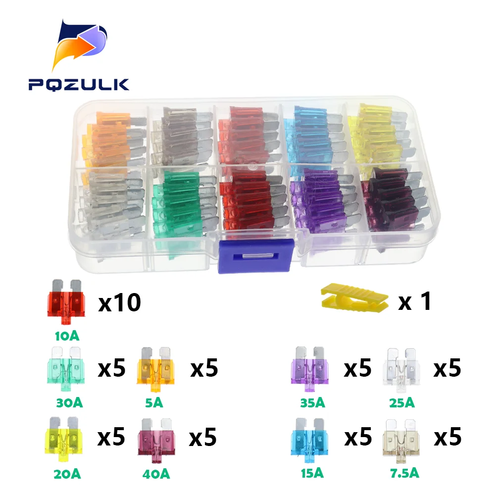 Profile Medium Mini Micro2 Size Blade Type Car Fuse Assortment 5/7.5/10/15/20/25/30/35A Fuse Set Auto Car Truck with Box Clip