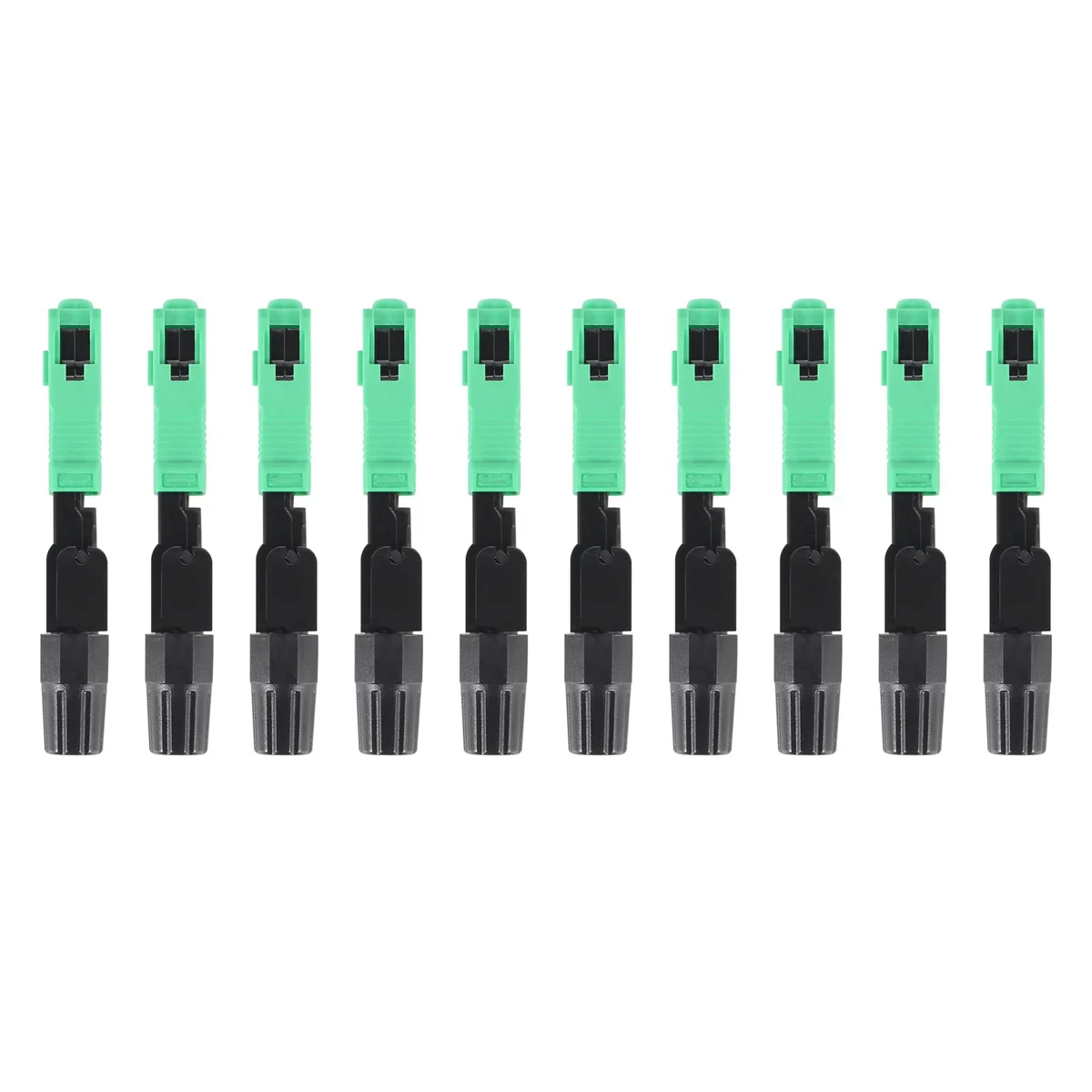 10Pcs Sc/ Fiber Optic Connector Embedded Single Mode Component Fiber Optic Quick Connector-Black + Green