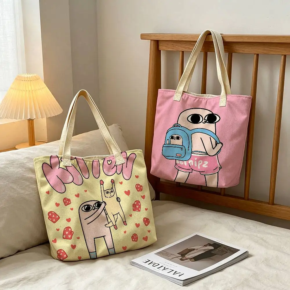 K-Ketnipz Cute Funny Storage Bags Reusable Canvas Tote Suitable for School Class Commuting Shopping as Gifts