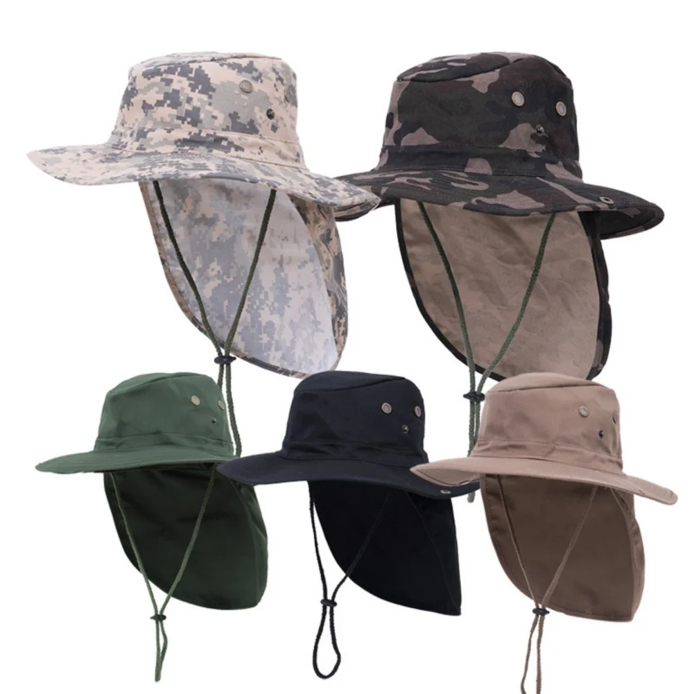 Fishing Sun Hat UV Protection Neck Cover Sun Protect Cap Wide Brim Neck Flap Fishing Cap for Travel Camping Hiking Boating