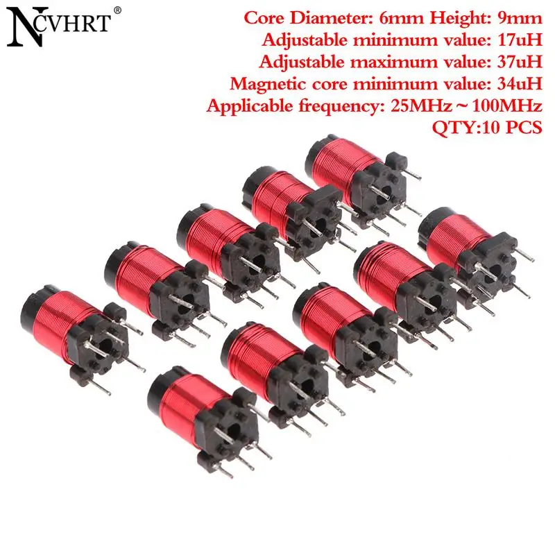 Inductor de núcleo de ferrita ajustable de alta frecuencia 13uh-34uH, bobinas de núcleo de ferrita ajustables de alta frecuencia, 10 piezas