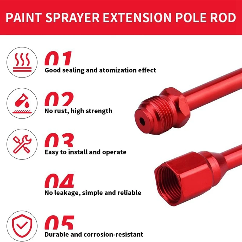12 Inch (30 Cm) Spray Extension Rod+517 Nozzle+Nozzle Tip Protective Cover Replacement G7/8-14 For Airless Spraygun