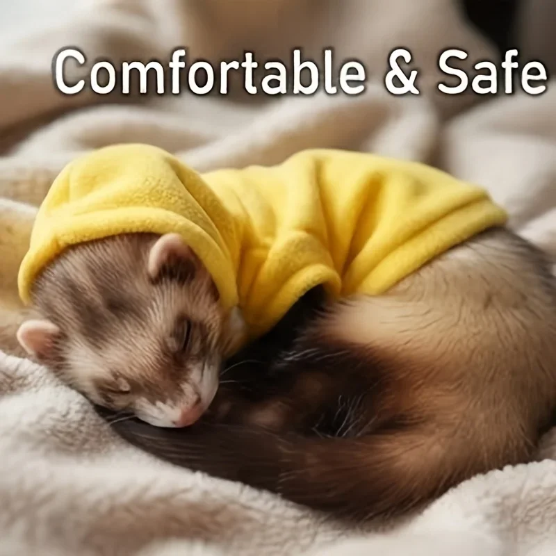 Einfarbiger Haustier-Hamster-Hoodie, Weicher Bequemer Pullover mit Kordelzug, Warme Winterkleidung für Kleine Tiere – Detail 3
